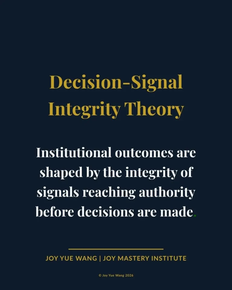 Decision-Signal Integrity Theory proposes that institutional outcomes are shaped by the integrity of signals reaching authority before decisions are made.